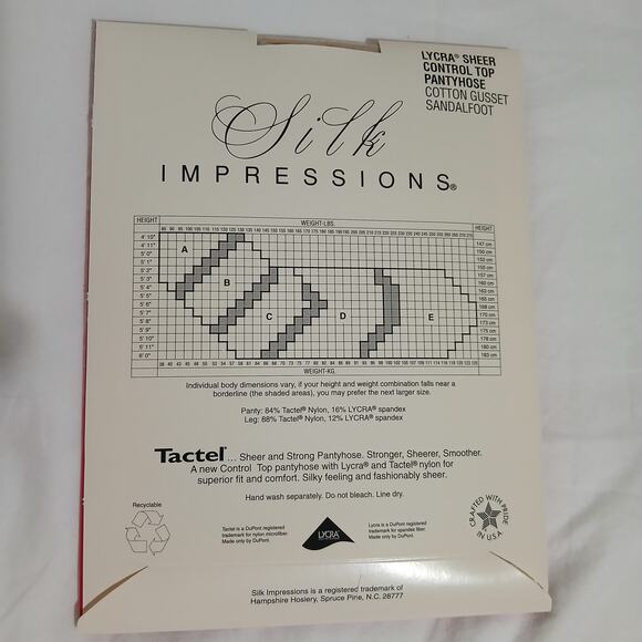 NEW 4 Pairs Silk Impressions Sand C Lycra Sheer Control Top Pantyhose Cotton - Picture 5 of 6